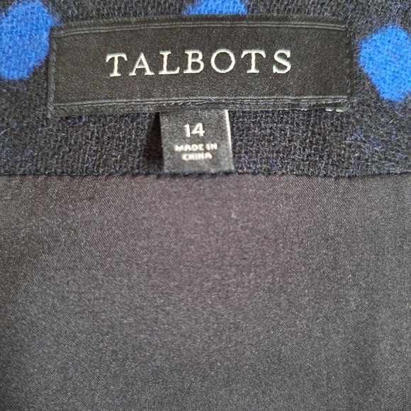 Talbots Womens Black W/Blue Polka-dot Wool Blend Knee Length Skirt Size 14 - Picture 2 of 7